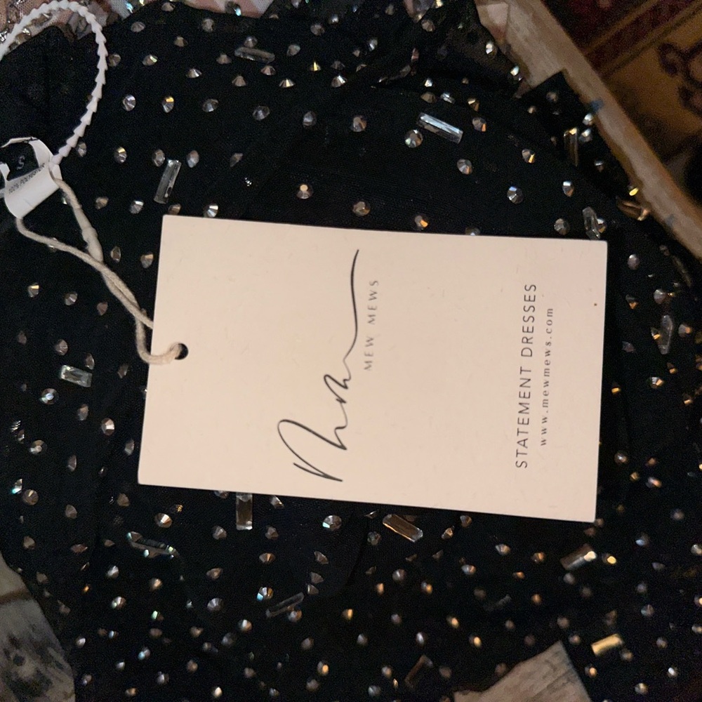 Black Midi Dress with Silver Accents